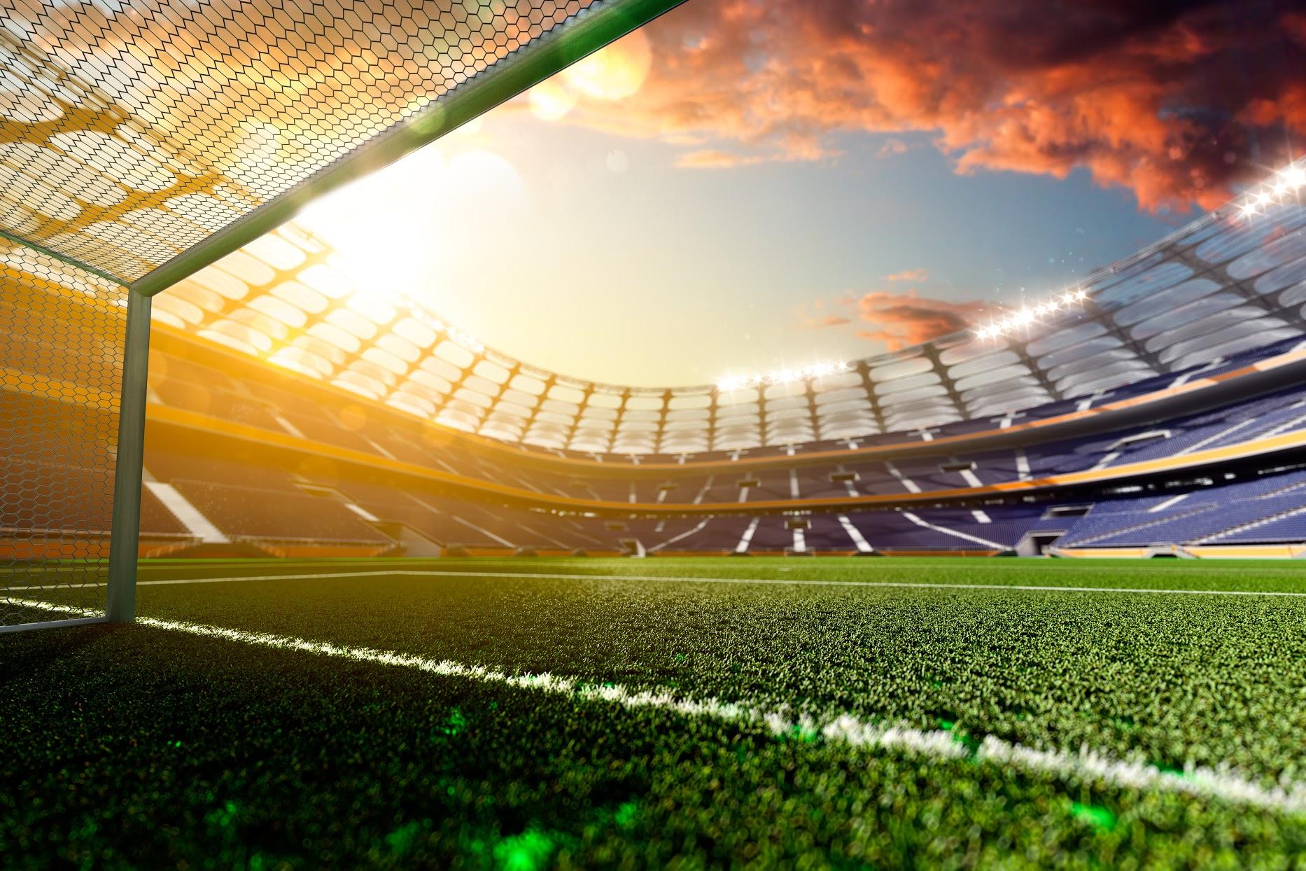 Campo de futebol em um estádio